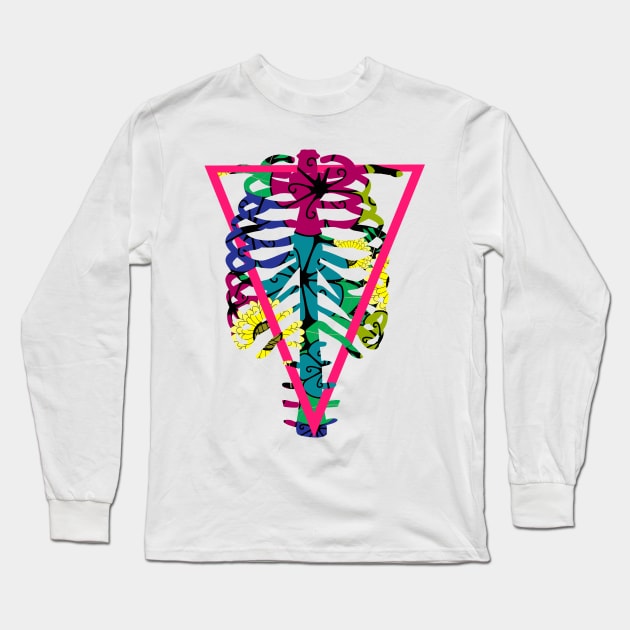 Flowers Skeleton Long Sleeve T-Shirt by onora